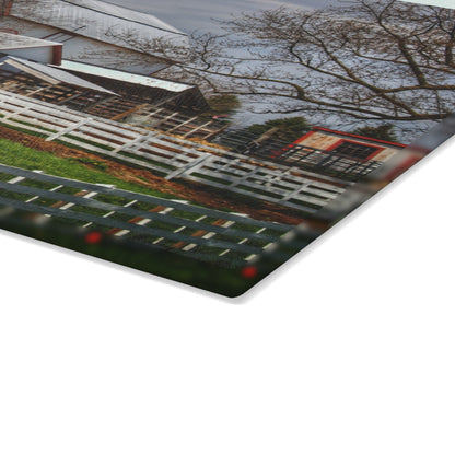 U R There Photography Henderson Whites Rustic Farmhouse Tempered-Glass Cutting Board