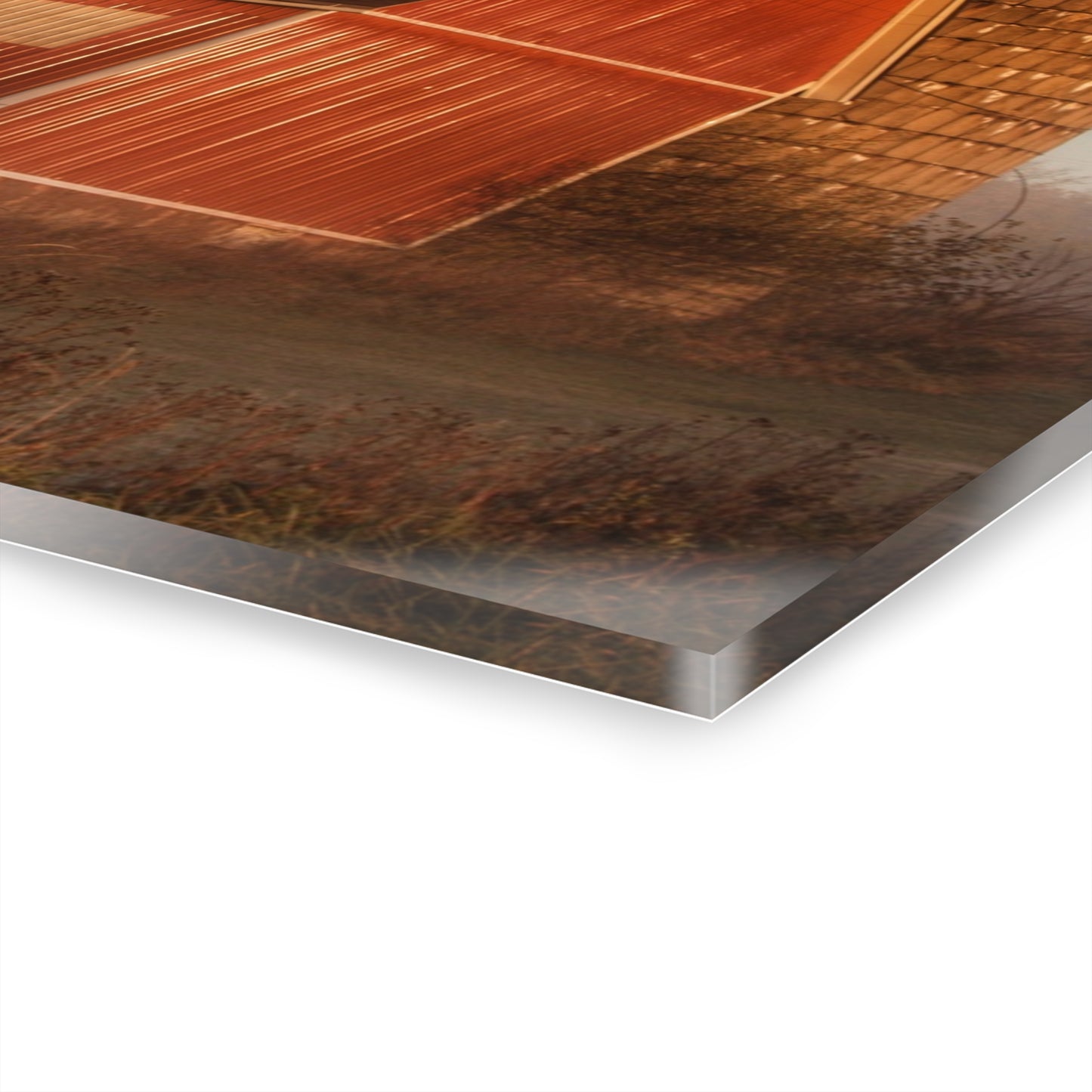 U R There Photography Klam Road Red Meets Foggy Sunrise II Rustic Farmhouse Acrylic Wall Print 20"x16"