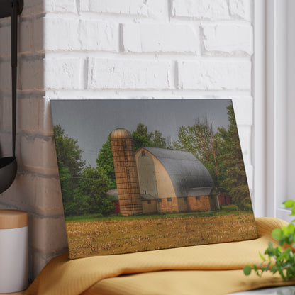 U R There Photography Carpenter Road White II Rustic Farmhouse Tempered-Glass Cutting Board
