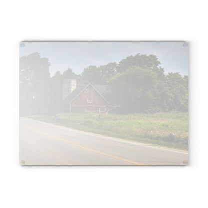 U R There Photography Metamora Red II Rustic Farmhouse Tempered-Glass Cutting Board