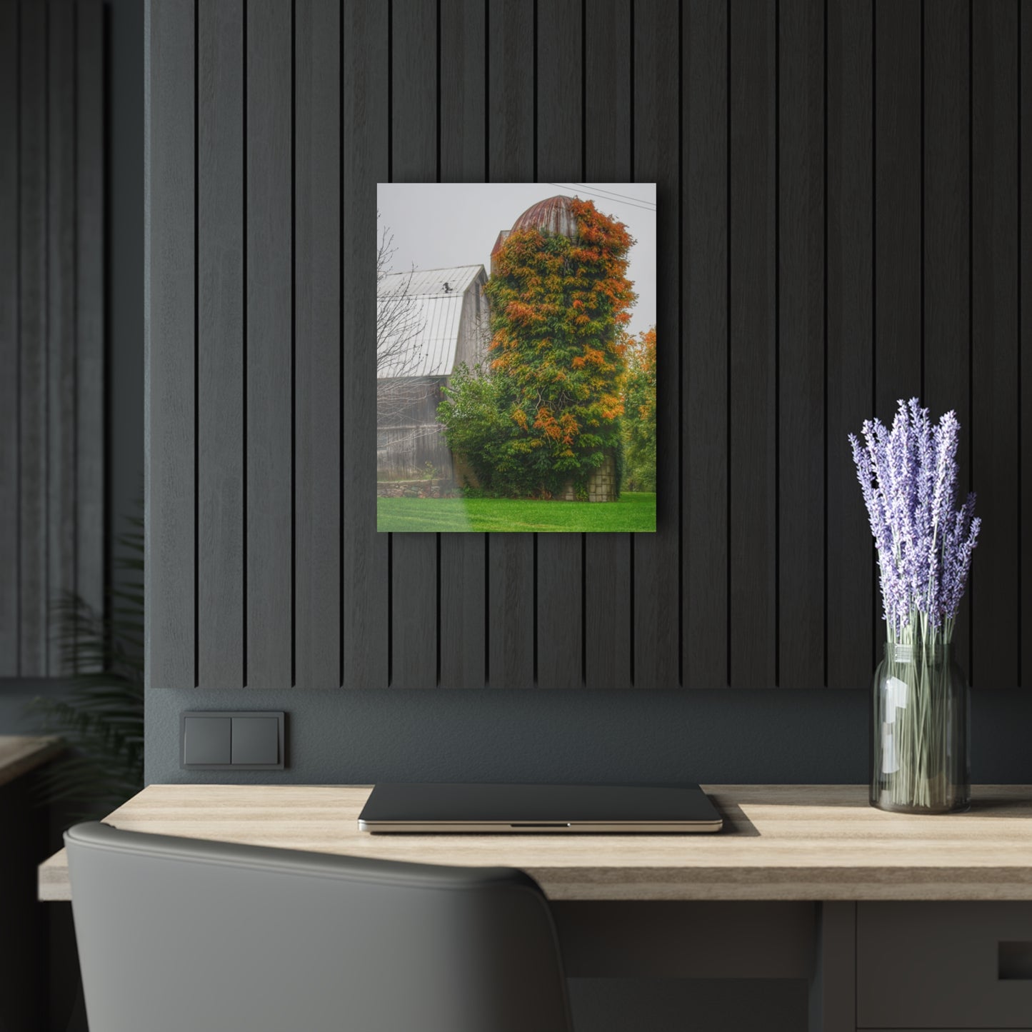 U R There Photography Ludwig Road Oxford Grey and Silo Rustic Farmhouse Acrylic Wall Print