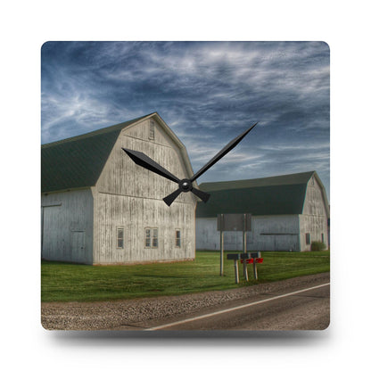 U R There Photography Richardson Road White Duo Rustic Farmhouse Acrylic Analog Wall Clock