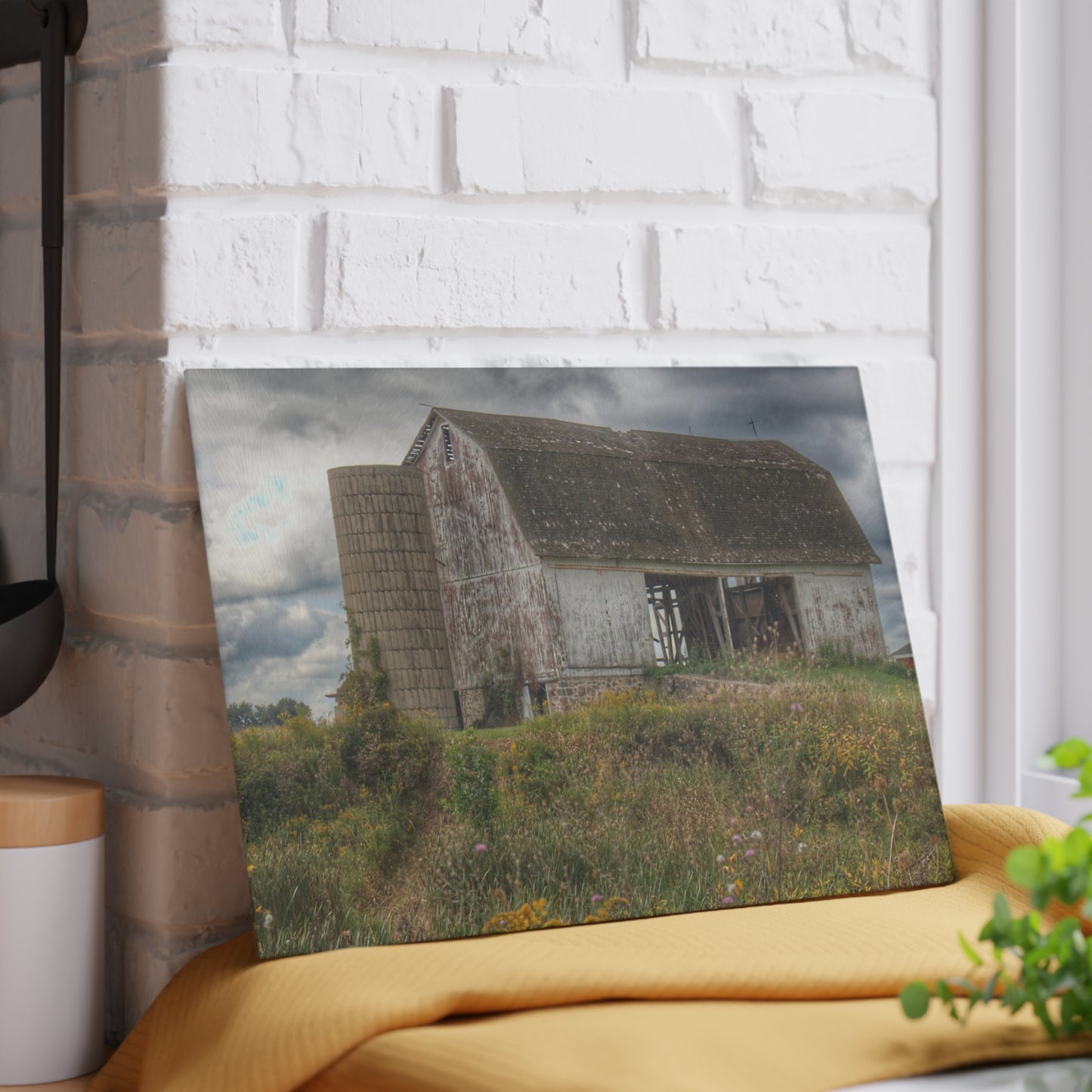 U R There Photography Castle Road White Rustic Farmhouse Tempered-Glass Cutting Board