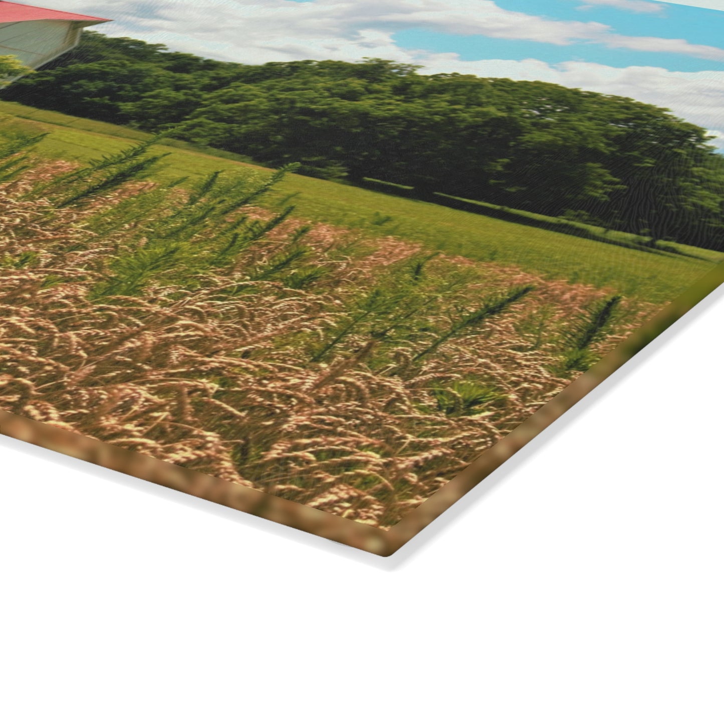 U R There Photography Northern White Rustic Farmhouse Tempered-Glass Cutting Board 8 "x 11"