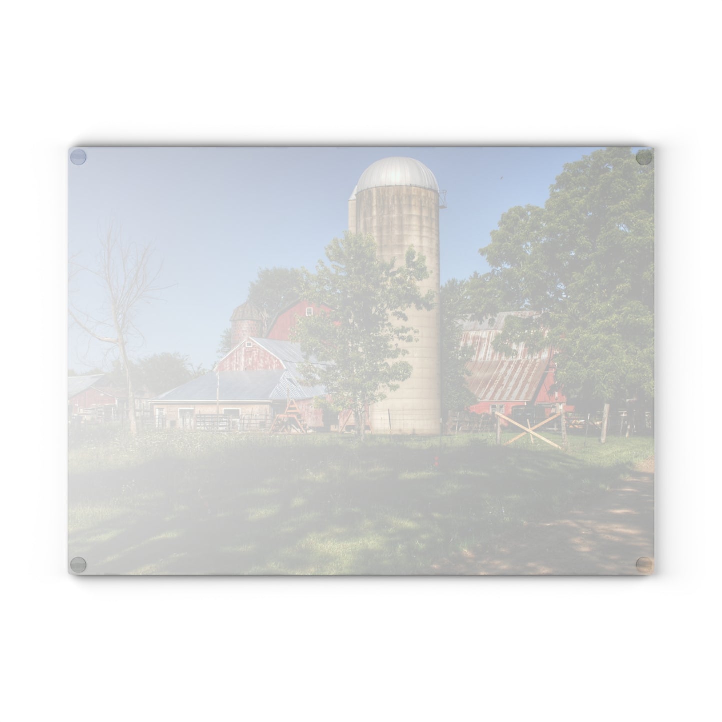 U R There Photography Tody Road Reds Rustic Farmhouse Tempered-Glass Cutting Board