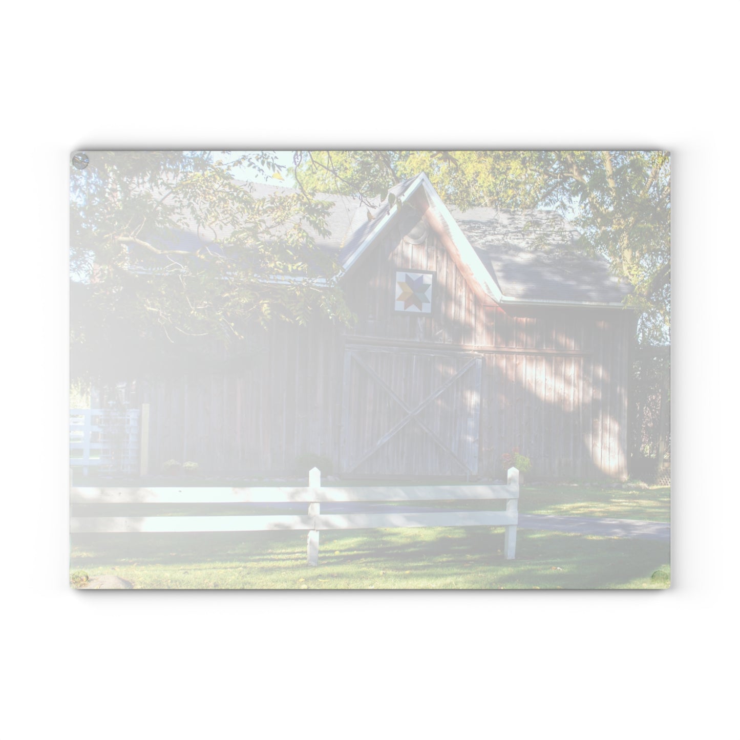 U R There Photography Hunters Creek Quilted II Rustic Farmhouse Tempered-Glass Cutting Board