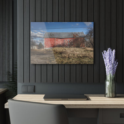 U R There Photography Lapeer Road Crooked Red Rustic Farmhouse Acrylic Wall Print