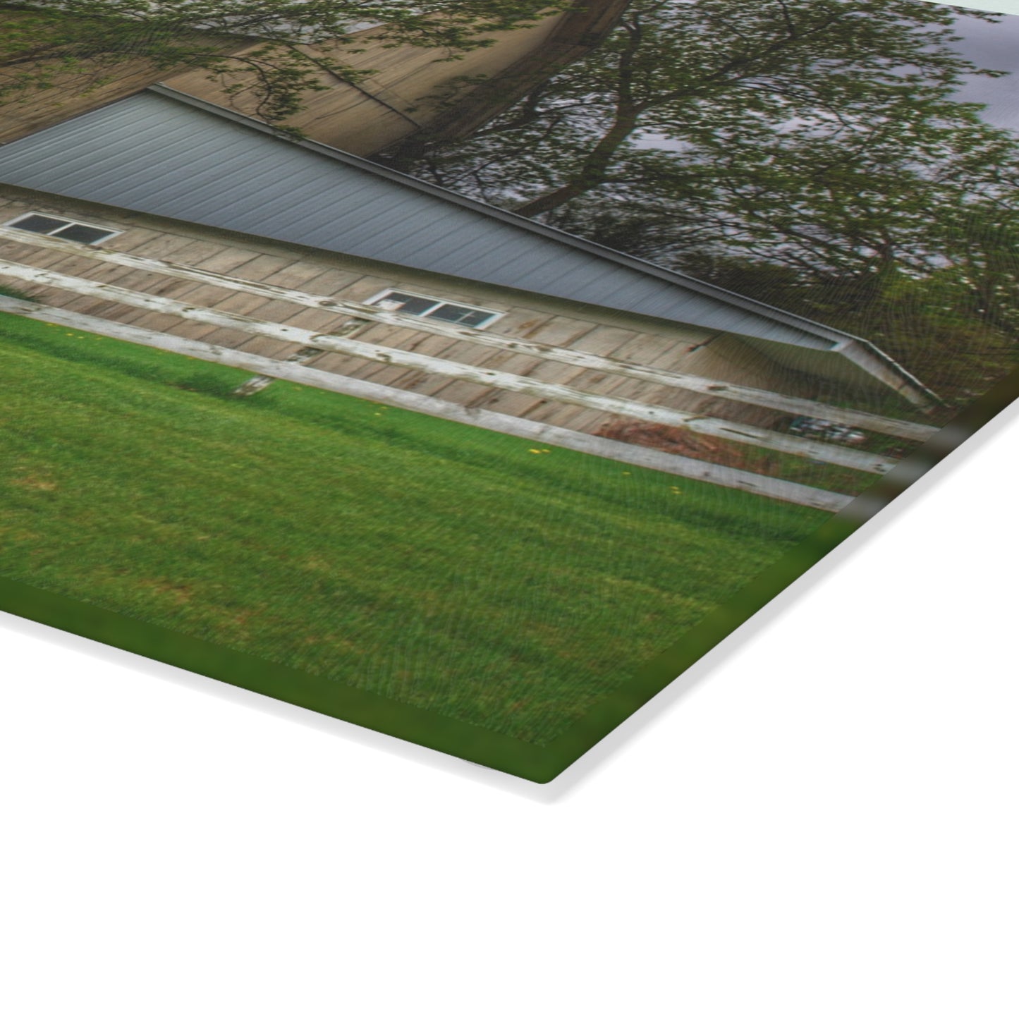 U R There Photography Grange Hall Road Whitewash Grey Rustic Farmhouse Tempered-Glass Cutting Board