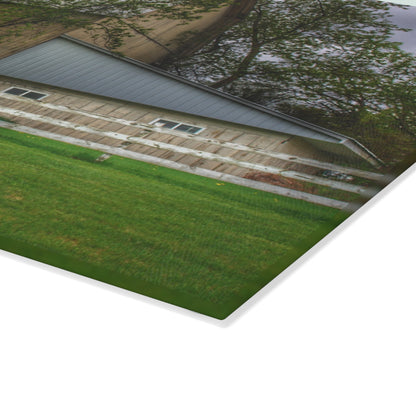 U R There Photography Grange Hall Road Whitewash Grey Rustic Farmhouse Tempered-Glass Cutting Board