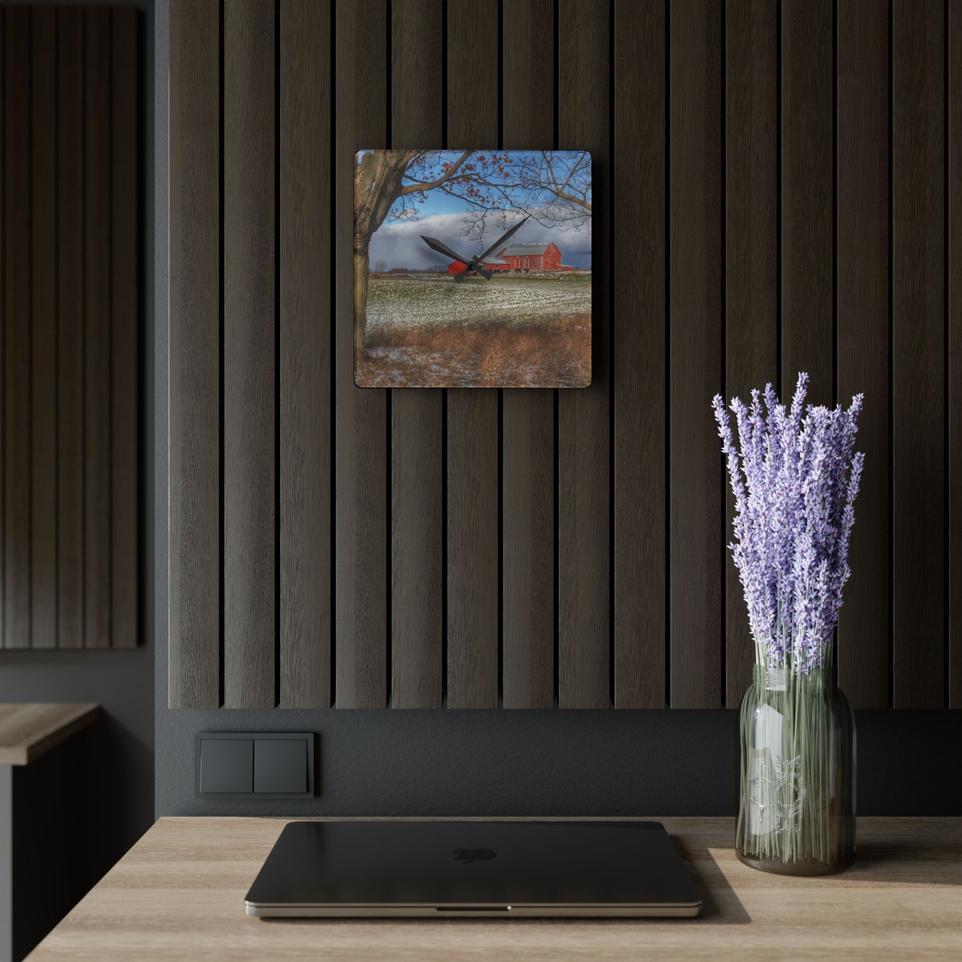 Rustic Farmhouse Wall Clock Featuring Approaching Storm on Edward Road