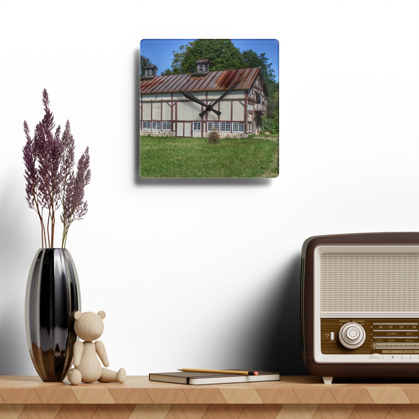 U R There Photography Bordman Road Rusted Rustic Farmhouse Acrylic Analog Wall Clock