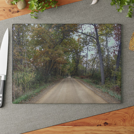 U R There Photography Country Roads in Dryden II Rustic Farmhouse Tempered-Glass Cutting Board