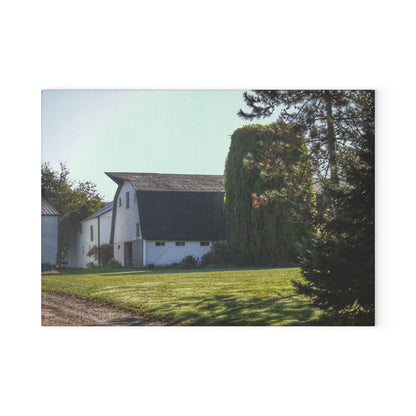 U R There Photography Five Lakes Road White Rustic Farmhouse Tempered-Glass Cutting Board