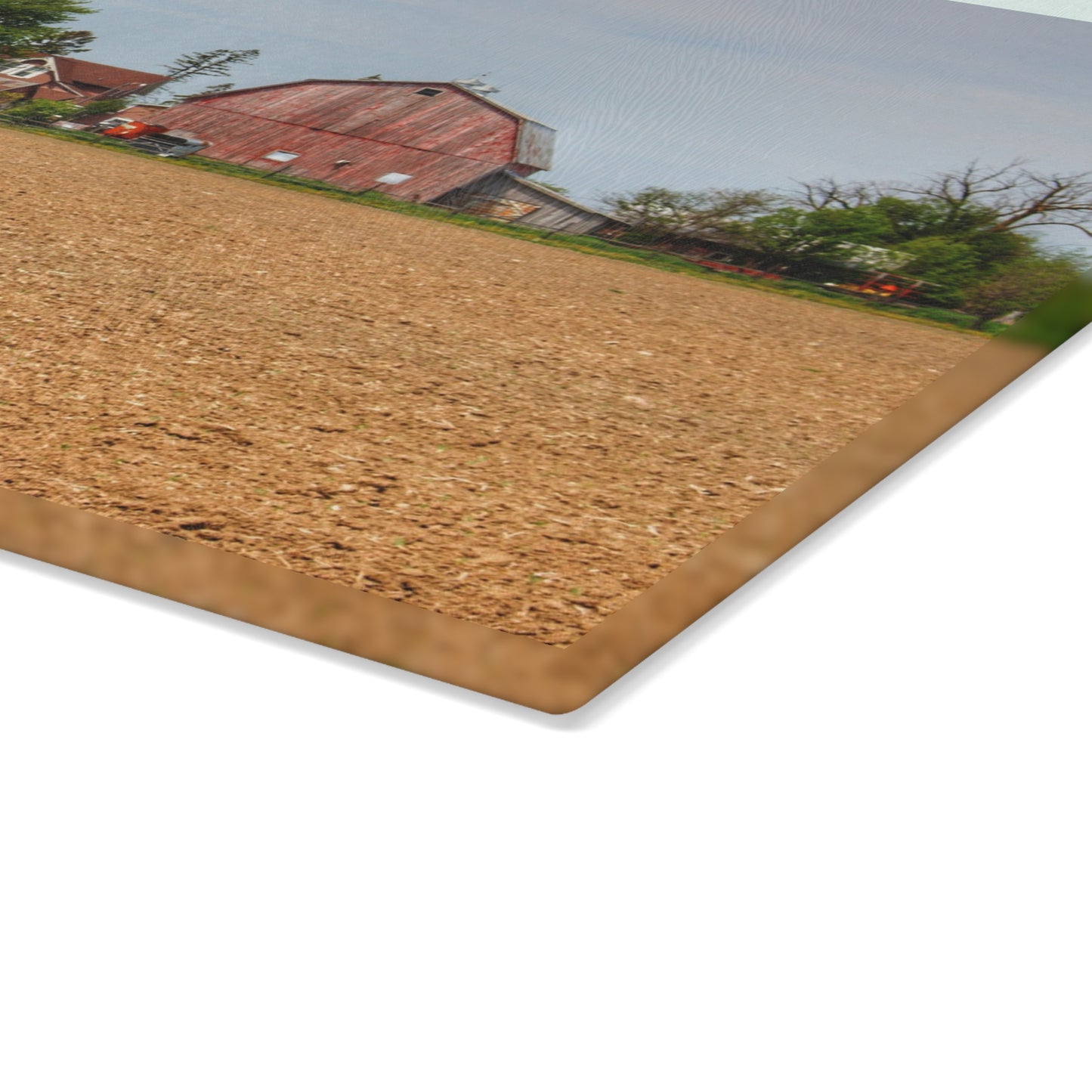 U R There Photography Volz Road Reds Rustic Farmhouse Tempered-Glass Cutting Board