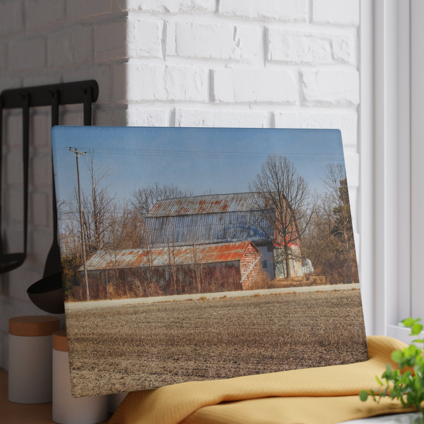 U R There Photography Indian Trail Rusted Reds I Rustic Farmhouse Tempered-Glass Cutting Board