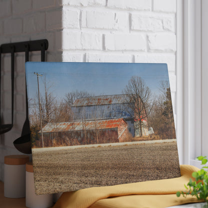 U R There Photography Indian Trail Rusted Reds I Rustic Farmhouse Tempered-Glass Cutting Board