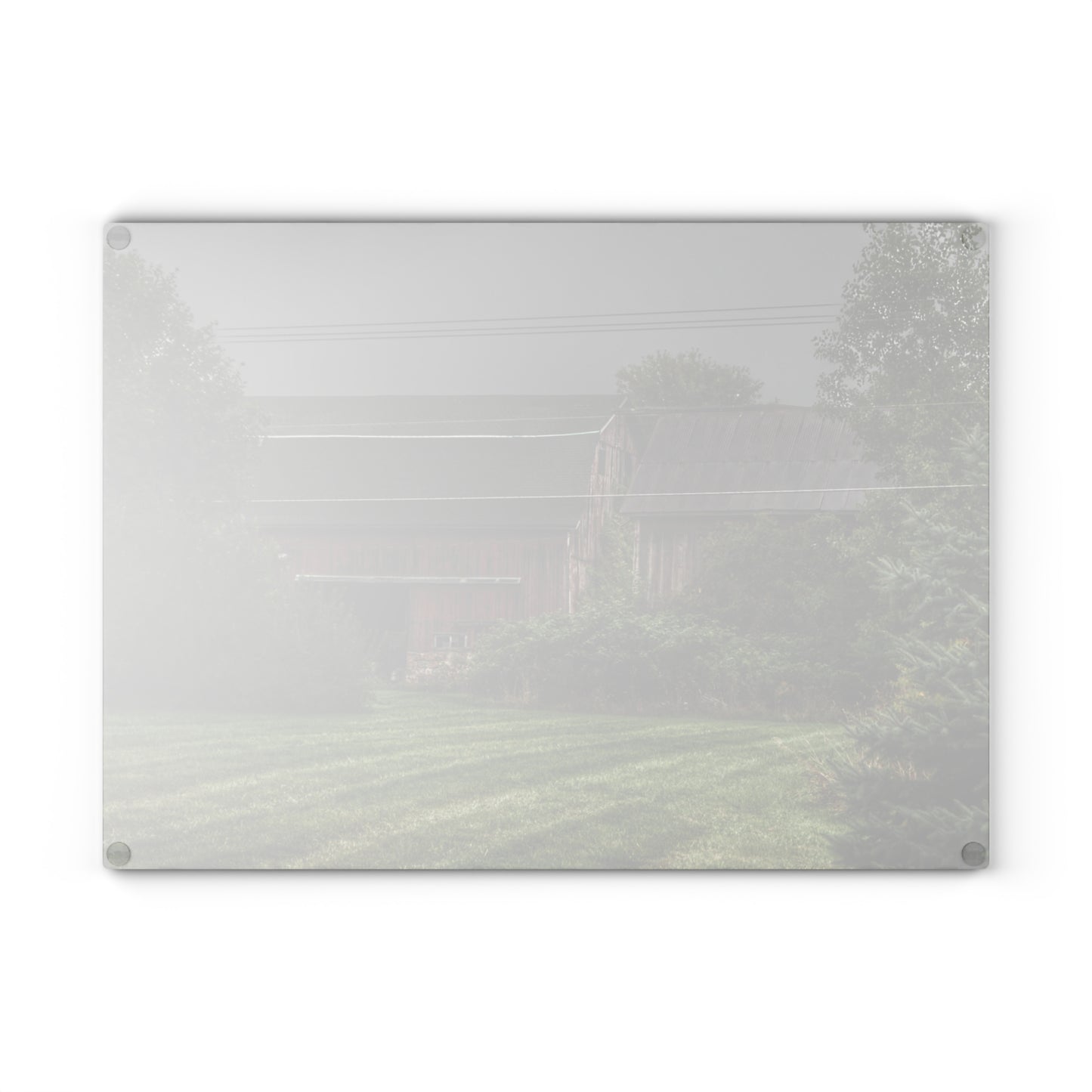 U R There Photography Bowers Road Grey Duo II Rustic Farmhouse Tempered-Glass Cutting Board