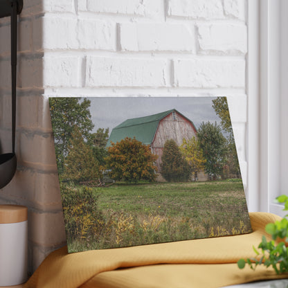 U R There Photography Elmwood Road Red II Rustic Farmhouse Tempered-Glass Cutting Board