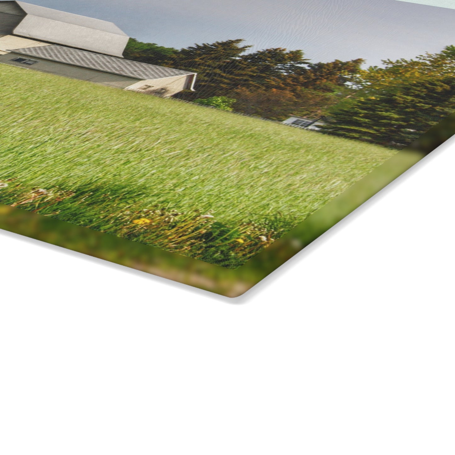 U R There Photography North Graf Road White Rustic Farmhouse Tempered-Glass Cutting Board