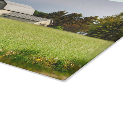 U R There Photography North Graf Road White Rustic Farmhouse Tempered-Glass Cutting Board