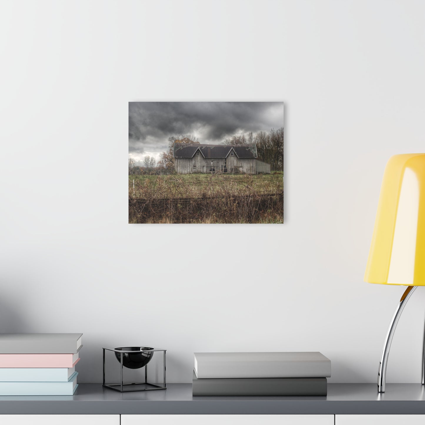 U R There Photography Green Road Grey Rustic Farmhouse Acrylic Wall Print