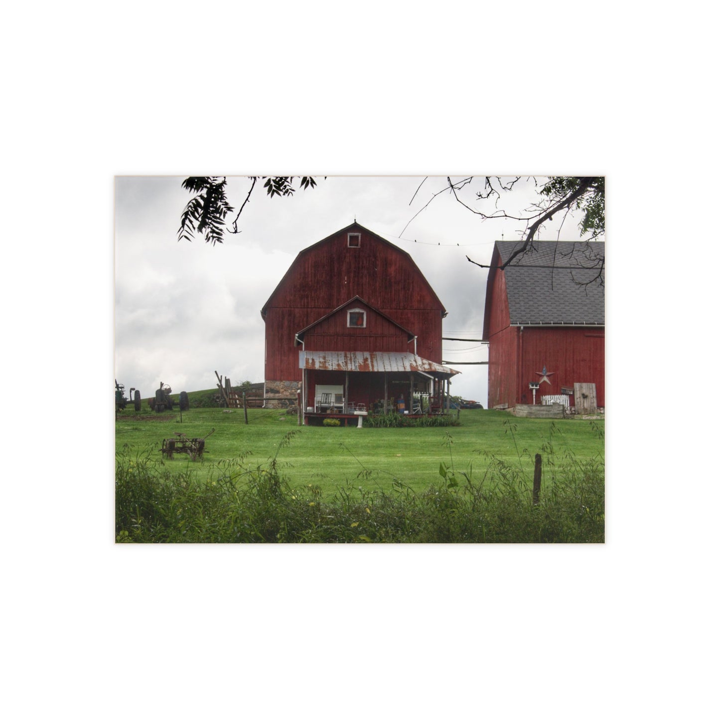 U R There Photography Bishop Road Reds II Rustic Farmhouse Decorative Ceramic Tile