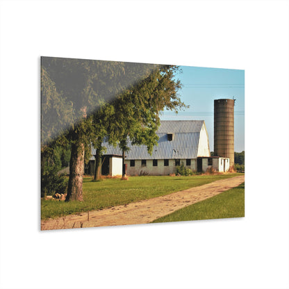 U R There Photography White Barn and Silo Rustic Farmhouse Acrylic Wall Print