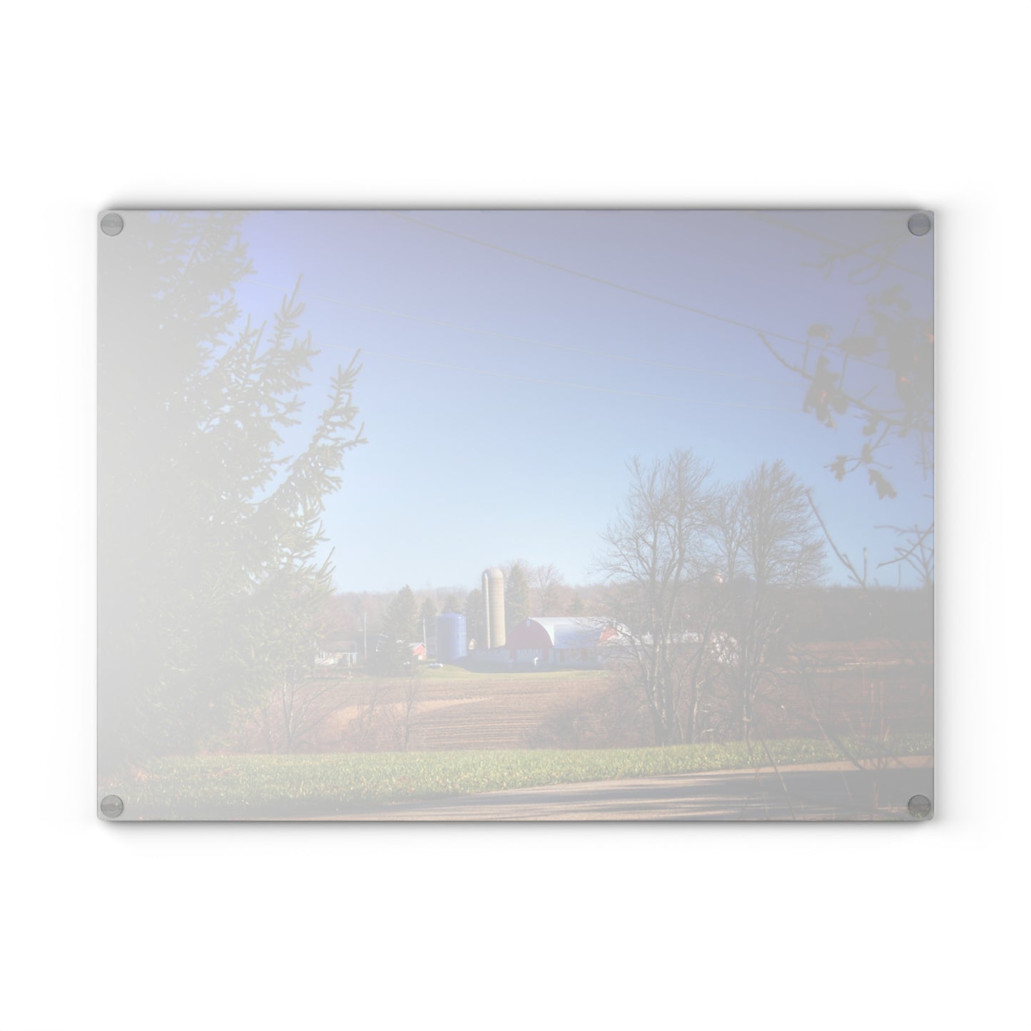 U R There Photography Across the Field on Brocker Road Rustic Farmhouse Tempered-Glass Cutting Board