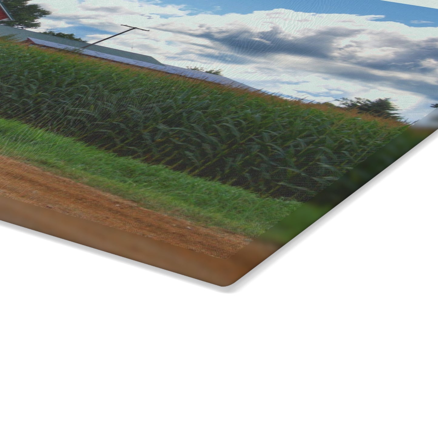 U R There Photography East Brown Road Red Rustic Farmhouse Tempered-Glass Cutting Board