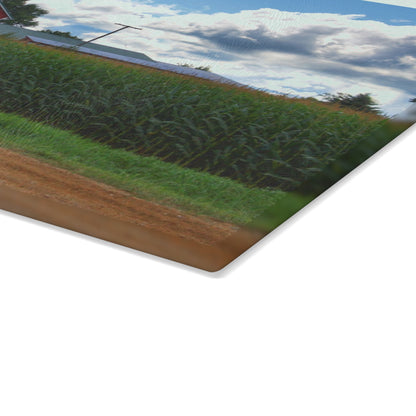 U R There Photography East Brown Road Red Rustic Farmhouse Tempered-Glass Cutting Board
