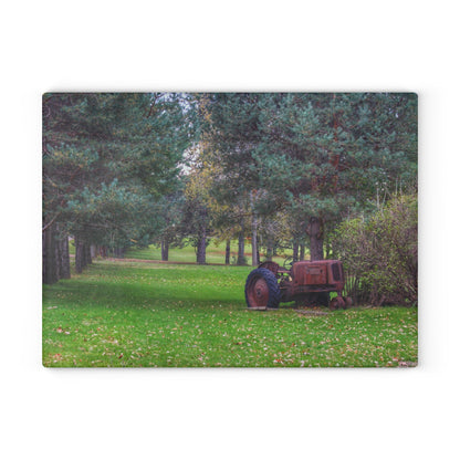 U R There Photography Casey Road Yard Art I Rustic Farmhouse Tempered-Glass Cutting Board