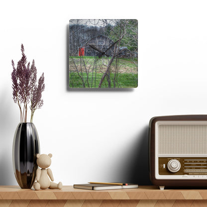 U R There Photography Hidden Capac Grey Rustic Farmhouse Acrylic Analog Wall Clock