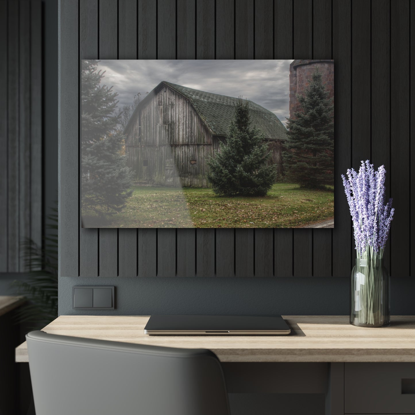 U R There Photography Pero Lake Road Grey I Rustic Farmhouse Acrylic Wall Print