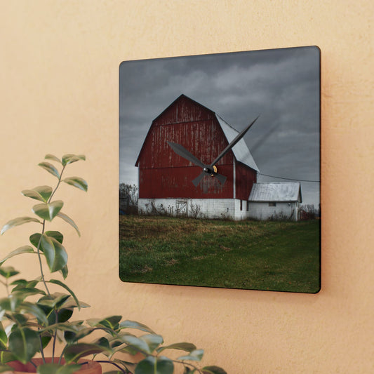 Rustic Farmhouse Wall Clock featuring Mills Road Red I