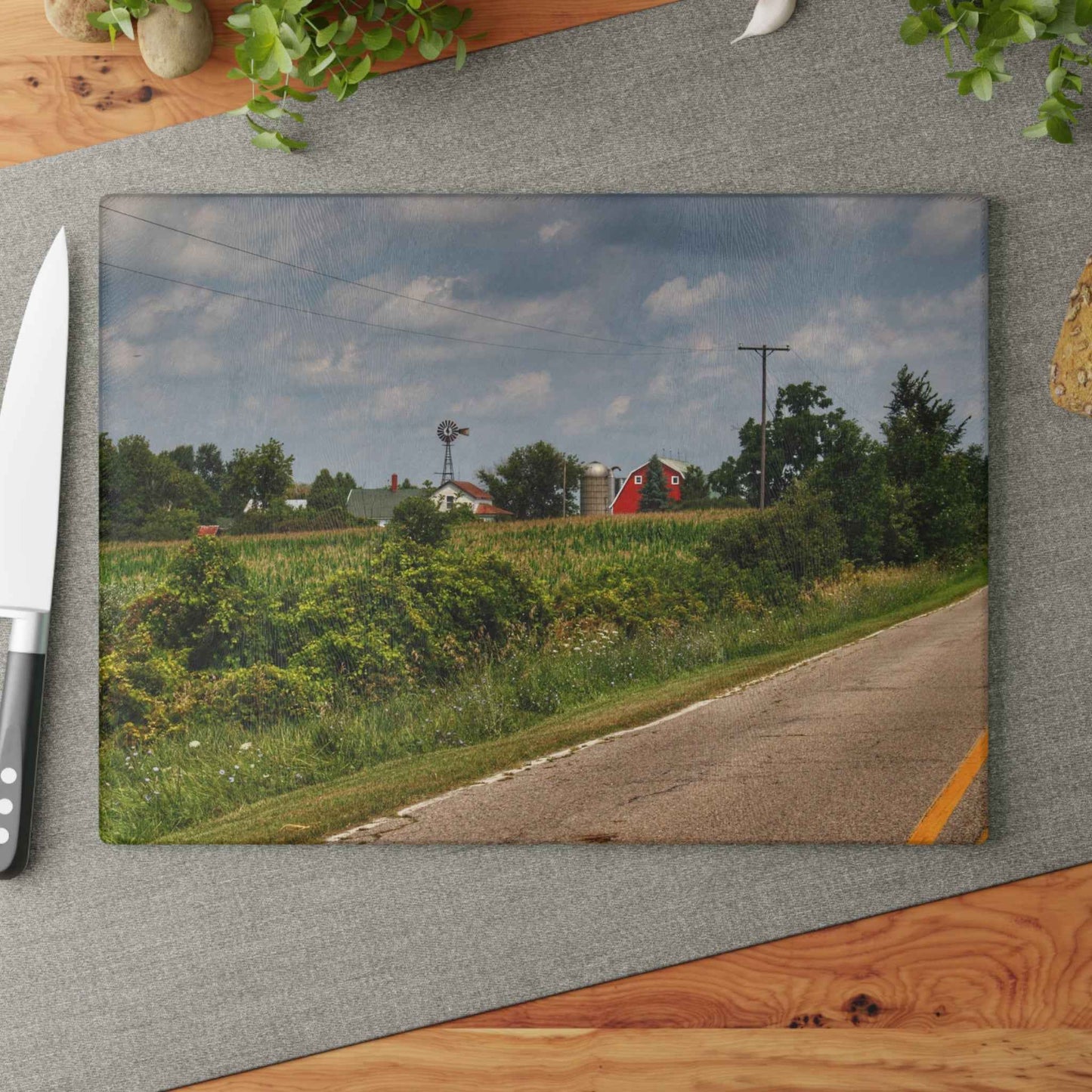 Rustic Farmhouse Cutting Board Featuring Across the Field in Elba I