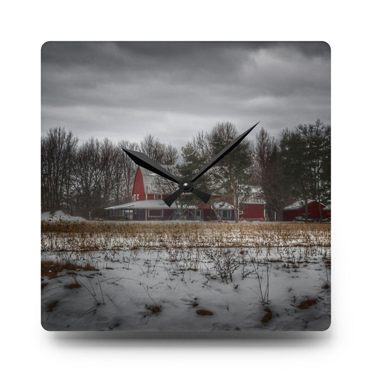 U R There Photography Across the Field in Thornville Rustic Farmhouse Acrylic Analog Wall Clock 10.75'' × 10.75'' (Square)