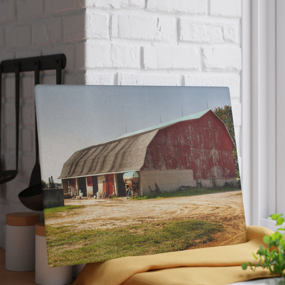 U R There Photography Quonset Barn Rustic Farmhouse Tempered-Glass Cutting Board