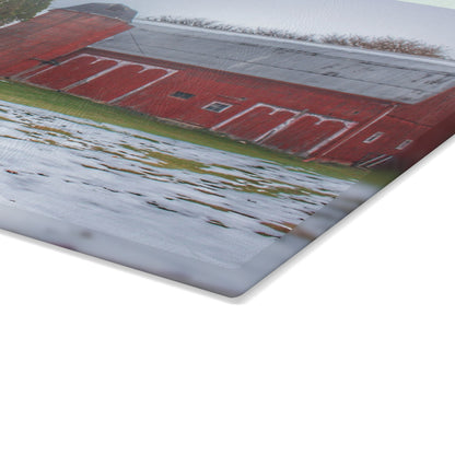 U R There Photography Holmes Road Red II Rustic Farmhouse Tempered-Glass Cutting Board