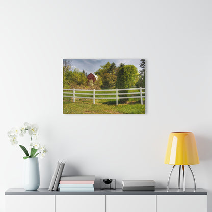 U R There Photography Sutton Road Red Beyond the Fence Rustic Farmhouse Acrylic Wall Print