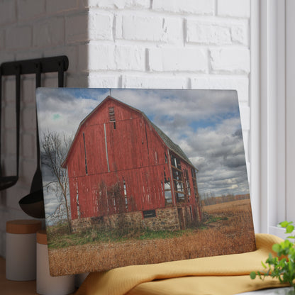 U R There Photography Laur Road Forgotten Red I Rustic Farmhouse Tempered-Glass Cutting Board