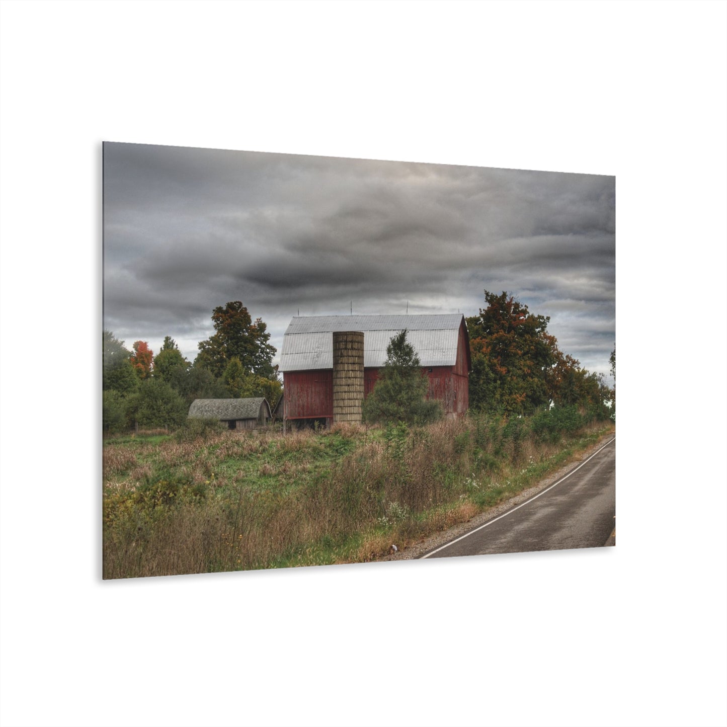 Barn Boutique Modern Farmhouse Acrylic Wall Print| Columbiaville Red in Fall I