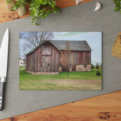 U R There Photography Millington Road Stone Grey Rustic Farmhouse Tempered-Glass Cutting Board