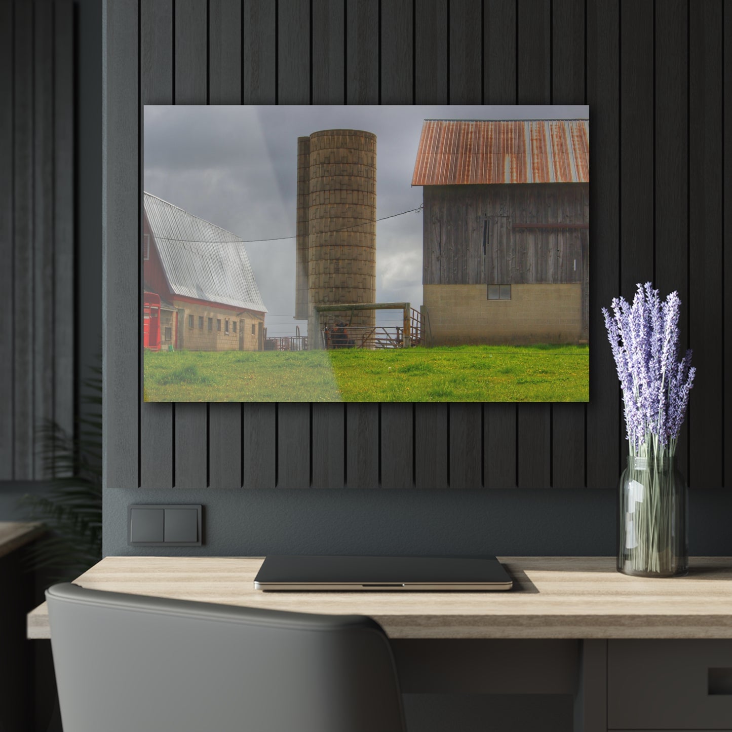 U R There Photography Clothier Road Grey and Silo Rustic Farmhouse Acrylic Wall Print