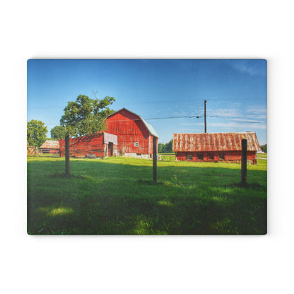 U R There Photography Frances Road Reds II Rustic Farmhouse Tempered-Glass Cutting Board