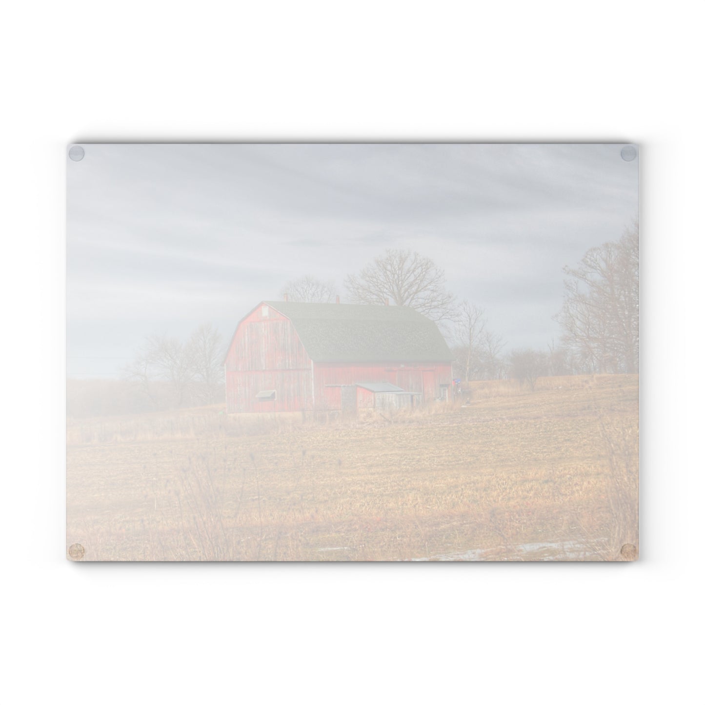 U R There Photography Clark Road Hillside Red I Rustic Farmhouse Tempered-Glass Cutting Board