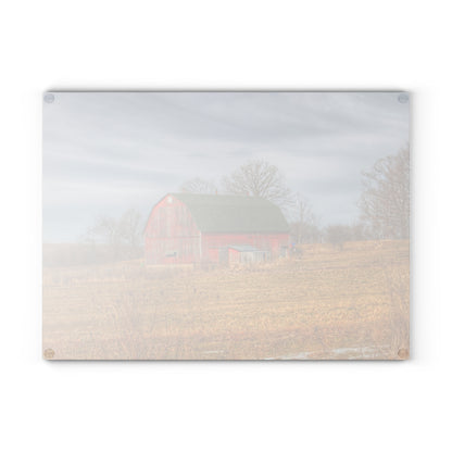 U R There Photography Clark Road Hillside Red I Rustic Farmhouse Tempered-Glass Cutting Board