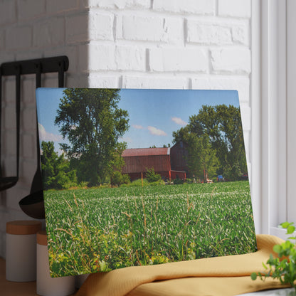 U R There Photography Canada Road Hidden Red Rustic Farmhouse Tempered-Glass Cutting Board