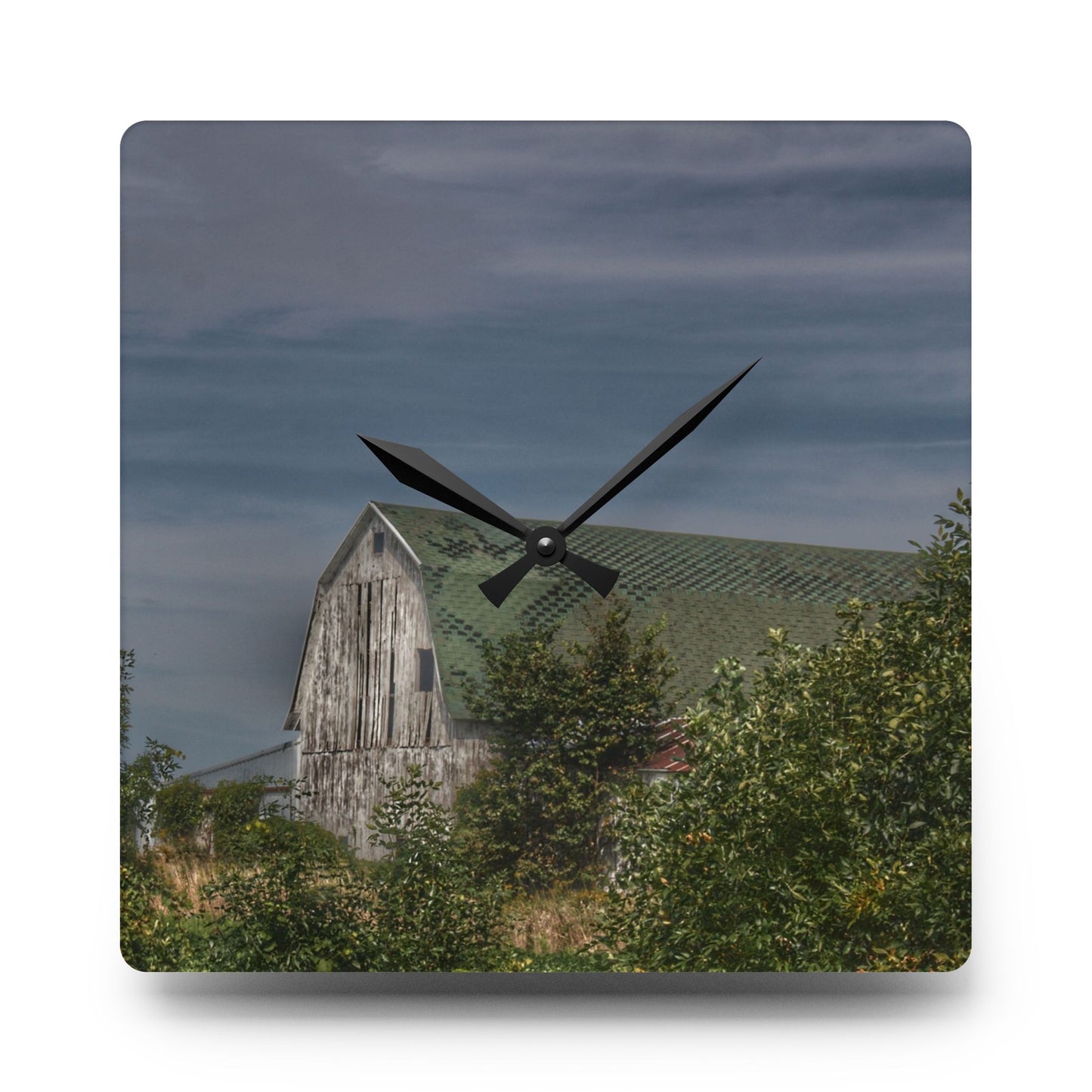 U R There Photography Hill Road Hidden Grey II Rustic Farmhouse Acrylic Analog Wall Clock