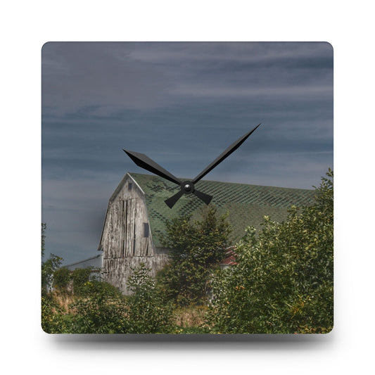 Hill Road Hidden Grey II Rustic Farmhouse Acrylic Analog Wall Clock 10.75'' × 10.75'' (Square)