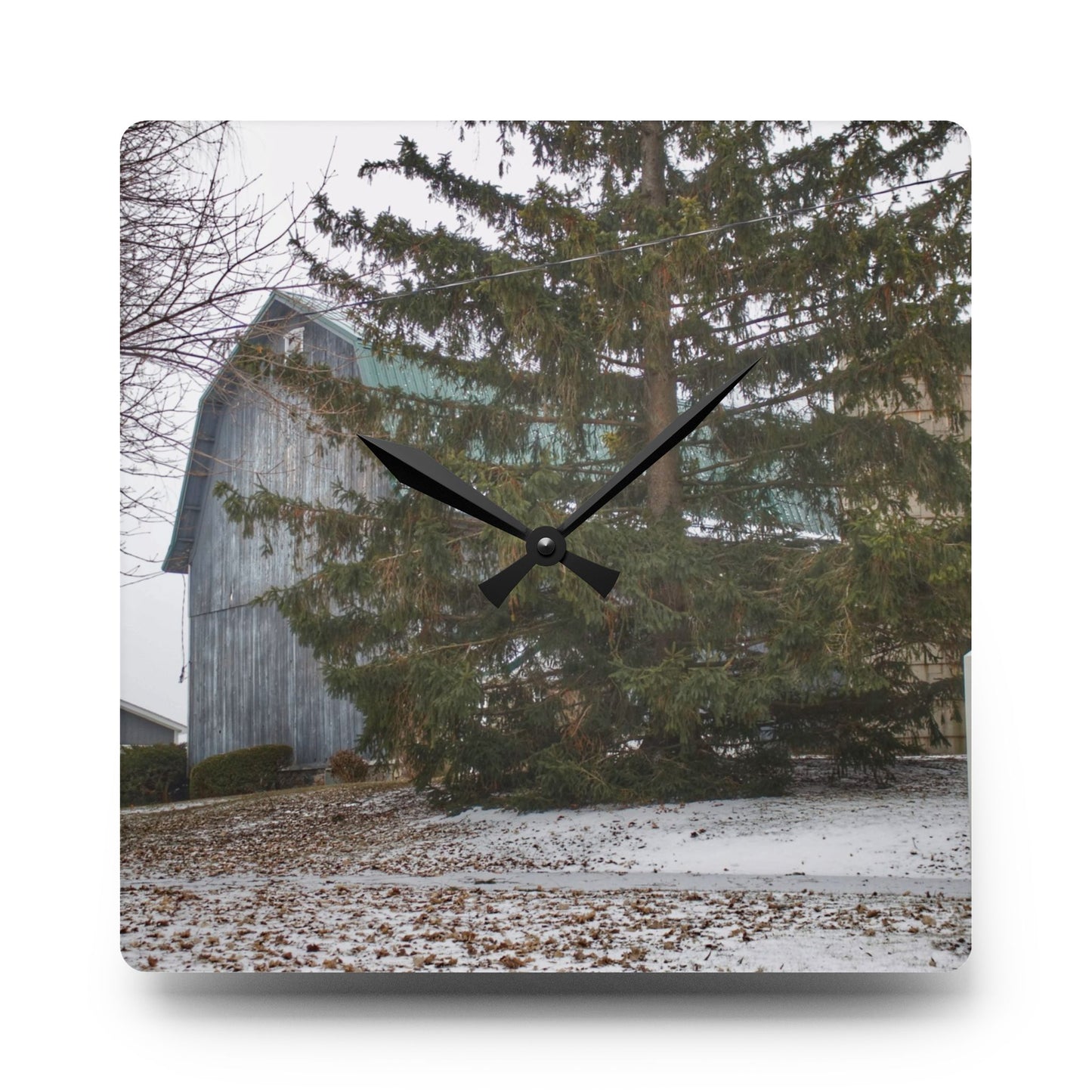 U R There Photography Hollow Corners Hidden Rustic Farmhouse Acrylic Analog Wall Clock